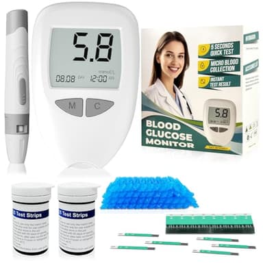 Glucose Monitor Kit, Blood Sugar Monitor,50 Test Strips &50 Lancets for Diabetes Testing,High Accuracy Blood Glucose Monitor Kit,1 Lancing Devices, DS-W Diabetes Testing Kit,Travel Size.