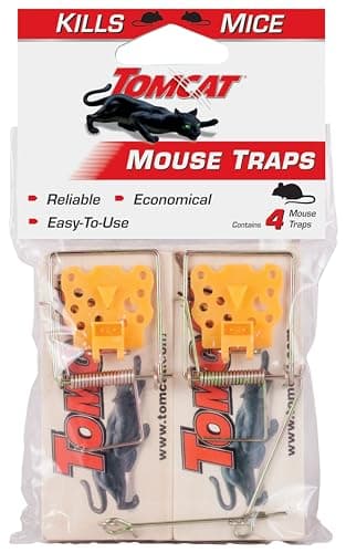 Tomcat Wooden Mouse Traps - Disposable Non-Chemical Mouse Trap for Homes, Garages and Basements, 4 Pack