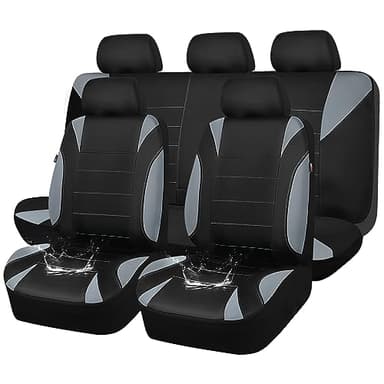 CAR PASS Waterproof Car Seat Covers Full Sets, Universal Fit Seat Covers for Cars, EVA Neoprene Seat Cover Set Full Sets, Interior Covers for Auto SUV,Vans,sedans, Trucks,(Black and Gray)