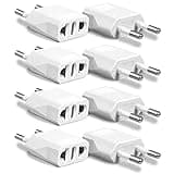 8 Pack US to European Plug Adapter, Type C European Travel Plug Adapter, 220V to 110V Adapter Plug America to Europe, Wall Plug Power Converter for Europe, White