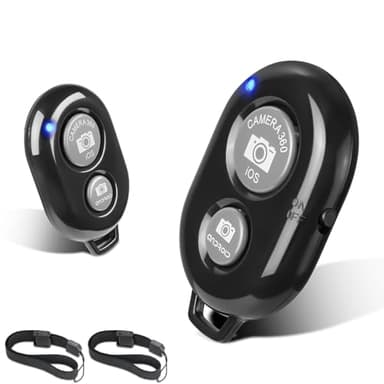 2 Pack Wireless Camera Remote Control - Wireless Remote for iPhone & Android Phones iPad iPod Tablet, Clicker for Photos & Videos, Wrist Strap Included