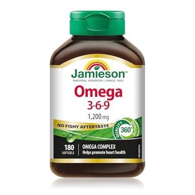 Jamieson No Fishy Aftertaste Omega-3-6-9 SoftGels 180 Count