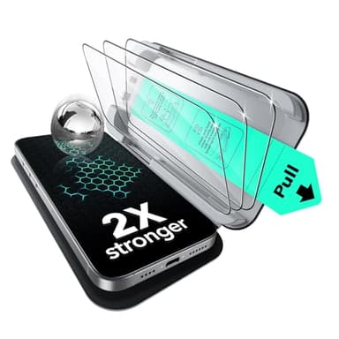 ESR 3 Pack for iPhone 16/ iPhone 15 Screen Protector, Military Grade Shatterproof, 9H Hardness, Full Coverage Tempered Glass with UltraFit Tray