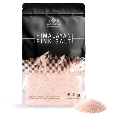 The Spice Lab Himalayan Salt - Fine 2 Lb Bag - Pink Himalayan Salt is Nutrient and Mineral Dense for Health - Gourmet Pure Crystal - Kosher & Natural Certified