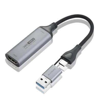 ELUTENG Video Capture Card, 4K HDMI to 1080P USB-A/USB-C Video Recording Card for Gaming, Video Streaming, Conference & TV Recording, Compatible with Windows, Linux, Android