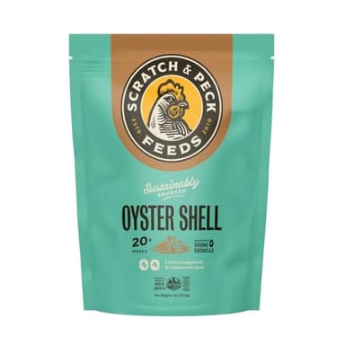 Scratch and Peck Oyster Shell Supplement - 4 lb Bag - Natural Calcium Boost for Healthy Eggshells in Chickens and Ducks, Sustainably Sourced Pure Flaked Oyster Shell