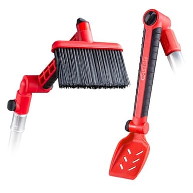 Multi-Angle Gutter Cleaning Tools from the Ground - Gutter Cleaner tool attachment for Threaded Poles - Gutter Scoop & Brush for rain gutter cleaning and leaf removal from Gutter Guard