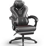Dowinx Gaming Chair with Footrest, Gaming Chair for Heavy People, Gamer Chair for Adult with Massage, Computer Gaming Chair with PU, PC Game Chair for 200lbs (Black)