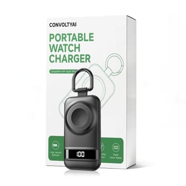 Convoltyai Portable Charger for Apple Watch, 2500mAh & Digital Display – Magnetic Fast Charging iWatch Charger for Travel & Keychain Use – Works with Apple Watch Series (Black)