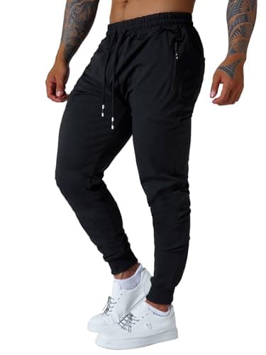Punwet Mens Jogging Casual Pants Joggers Sweatpants Active Athletic Workout Sweatpants for Men Black-XL