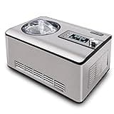 KUMIO 2.2-Quart Ice Cream Maker with Compressor, 2 in 1 Ice Cream Yogurt Machine, No Pre-Freezing, Stainless Steel Ice Cream Maker Machine with LCD Display, No Pre-Freezing