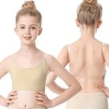 Girls Dance Bra Clear Straps Teens Strapless Bra for Ballet Competitions Cheerleading with Replacement Straps