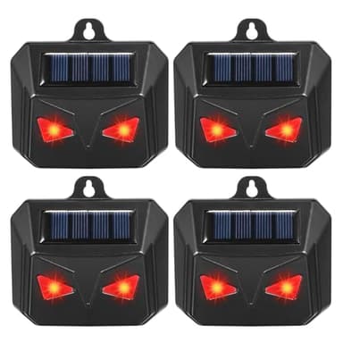 Solar Nocturnal Animal Repellent Outdoor 4 Pack Predator Eyes Coyote Deterrent Skunk Repellent for Yard with Red LED Lights for Deer Fox Raccoon Animal Repeller Device for Chicken Coop Farm Garden