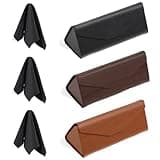 3 Pack Portable Sunglasses Case Foldable Glasses Case 6.38 x 2.72 x 2.52in(L*W*H) PU Hard Shell Eyeglasses Case With 3 Cleaning Cloths