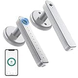 IRONZON Fingerprint Door Lock Smart Door Lock with App/Code/Backup Key/Fingerprint Smart Door Knob with Handle for Home Hotel Office Apartment Bedroom Silver