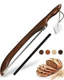 indirewash 16.5” Bread slicer for Homemade Bread, Serrated Bread Knife for homemade bread with Bow Design, Premium Bread Knife, Bread Slicer, Bread Cutter for Bagels, Baguettes, Dark Brown Color