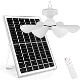 blessny Solar Ceiling Fan Kit, 25W Solar Powered Rechargeable Ceiling Fan with Light for Outdoor Gazebo Canopy Tent, with 32Wh/10000mAh Battery Backup, Remote Control