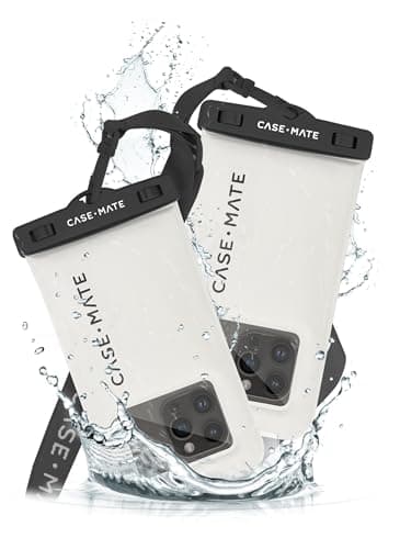 Case-Mate 2 Pack IP68 Waterproof Phone Pouch - Floating Waterproof Phone Case w/Crossbody Lanyard - Beach Cruise Ship Travel Essentials - Compatible w/All Devices, Touchscreen Friendly - Sand Dollar