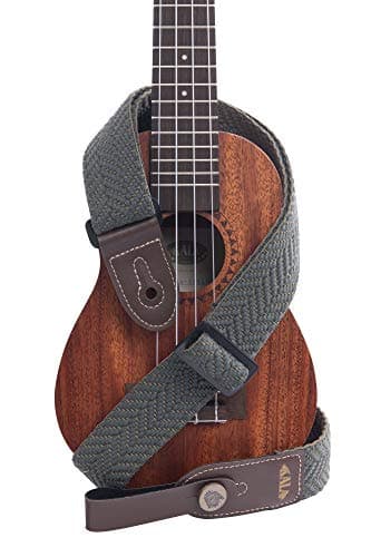 Kala Handmade Ukulele Strap, Adjustable 31-55" strap, Handmade in Brazil, Durable Two-Tone Olive Green Herringbone Pattern