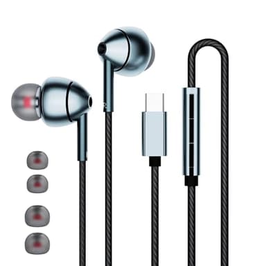 USB-C Wired Earbuds with Microphone, Volume Control, Noise Canceling, Compatible with Samsung Galaxy S24 S23 S22, iPhone 17 16 15 Pro Pro max, Pixel Phones