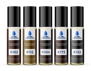 Quality Fragrance Oils' Men's Top 5 Niche Cologne Impressions #2 (Generic Versions of Niche Designer Fragrance) Sampler Gift Set of 5 10.35ml Roll-ons