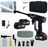 Huhomco Cordless Pressure Washer Battery Powered 2900PSI Power Washer Portable with 6-in-1 Nozzle, 2×4.0Ah Battery, Handheld Car Washer for Car Cleaning