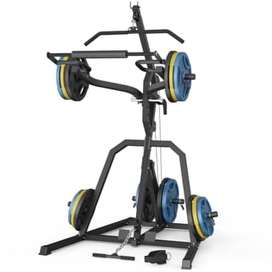 DONOW Leverage Gym Power Rack Squat Rack Lever Gym with LAT Low Row System Home Gym System Workout Station 2:1 Ratio (Without Weight Plates)