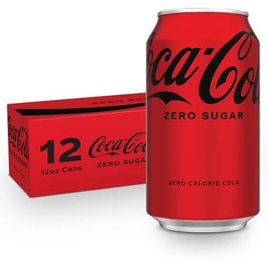 Coca-Cola Zero Sugar Soda, 12 fl oz Cans, 12 Pack - Classic Cola Soft Drink Fridge Pack