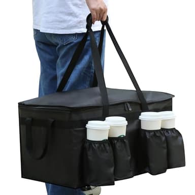 musbus Catering Bag for doordash uber eats 22x14x13 Insulated Food Delivery Bag with Cup Holders/Drink Carriers Premium XXL, Beverages, Grocery, Pizza