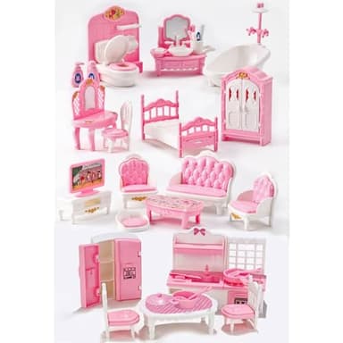 35 Pcs Dollhouse Furniture Accessories Set Mini House Furniture Small Dollhouse Miniature Furniture Play House Accessories 1:12 Tiny Kitchen Bedroom LivingRoom Bathroom Boy Girl Toddler3Y+ (A Set)