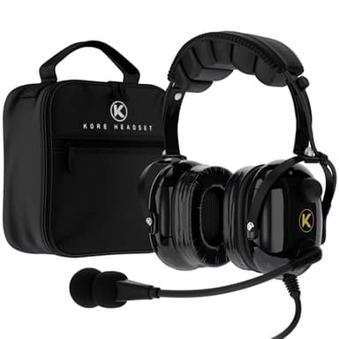 KA-1 General Aviation Headset for Pilots - Mono and Stereo Compatibility, Passive Noise Reduction, Noise Canceling Microphone, Gel Ear Seals, Adjustable Headband & Headset Bag