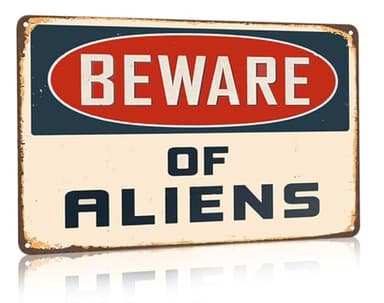 Smilelife Alien Gifts Vintage Alien Decor Beware of Aliens Funny Metal Sign for Home Bedroom Garage Man Cave Shed Indoor&Outdoor Decor 12 x 8 Inch (3301)