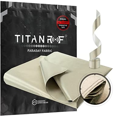 Mission Darkness TitanRF Faraday Fabric Kit 1 Yard // 44" W x 36" L Fabric + 36" L Tape Military Grade Conductive Nickel Copper Polyester Material Blocks RF Signals WiFi Cell Bluetooth RFID EMF