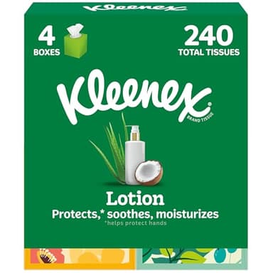 Kleenex Lotion Facial Tissues with Coconut Oil, 4 Cube Boxes, 60 Tissues Per Box, 3-Ply