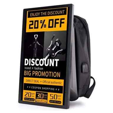 ZPNUZDU 21.5 In Touch Advertising Digital Backpack with 2K LCD Backpack Screen Support Usb/App Remote Input Android 11 4G+32G