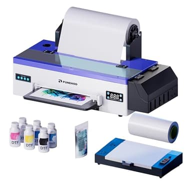PUNEHOD A3 L1800 DTF Printer, Apparel Transfer Printing Machine w/Roll Feeder & White Ink Circulation for DIY Printing on Dark and Light Fabrics (A3 Printer+Oven)