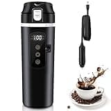 Electric Car Kettle 12V/24V Portable Mini Water Boiler Heated Travel Mug for Car, Smart Multiple Temperature Adjustable Coffee Tea Truck Cup (430 ML)