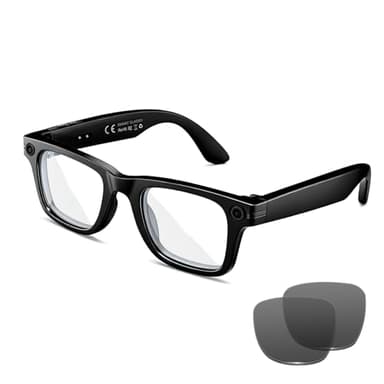 KWENRUN AI Smart Glasses with 8MP Camera, 4K Video & HD Photo, Bluetooth Audio, AI Voice Assistant, Real-Time Translation, Object Recognition, Noise-Cancel Calls, Photochromic +2 Sunglasses Lenses
