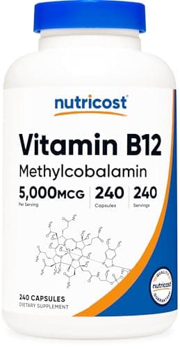 Nutricost Vitamin B12 (Methylcobalamin) 5000mcg, 240 Capsules - Vegetarian Caps, Non-GMO, Gluten Free B12 Supplement