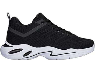 CALTO Men's Invisible Height Increasing Elevator Shoes - Black/White Super Lightweight Sporty Sneakers - 2.6 Inches Taller - Q330 - Size 9 D(M) US