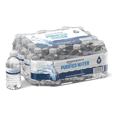 Amazon Grocery, Purified Water, Plastic Bottles, 10 Fl Oz, Pack 24