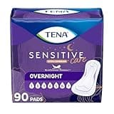 TENA Sensitive Care Incontinence Pads, Bladder Control, Postpartum for Women, Overnight Absorbency, Extra Coverage, 90 Count