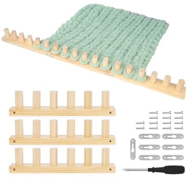 Reessy Wooden Loom for Chunky Blanket – 40” Chunky Knitting Blanket Loom & Afghan Loom Kit – 3-in-1 Solid Wood Chunky Yarn Loom for DIY Blanket, Throws & Big Yarn Knitting Projects