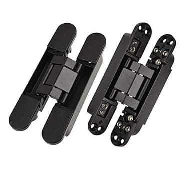 TamBee Hidden Door Hinge Invisible Hinges - Black, 3 Way Adjustable, Zinc Alloy, Concealed, for Secret Doors, Hidden Door and Bookcase Door 7 Inch (2 Hinges)