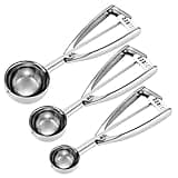 Fayomir Cookie Scoop Set - Small/1 Tbsp, Medium/2 Tbsp, Large/3 Tbsp - Cookie Dough Scoop, Cookie Scoops for Baking Set of 3,18/8 Stainless Steel Melon Baller Scoop Ice Cream Scoop Muffin Scoop
