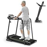 CIIHI Walking Pad Treadmill for Senior, Foldable Exercise Treadmill with Stable and Safe Structural Design, Large LCD Display for Elderly, Long Handrail for Balance, 300 Lbs Capacity