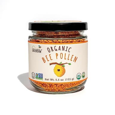 Greenbow Organic Bee Pollen - 100% USDA Certified Organic, Non-GMO, Halal, Kosher Certified, Pure & Natural Bee Pollen - Superfood Packed with Proteins, Vitamins & Minerals - Gluten Free - 155g