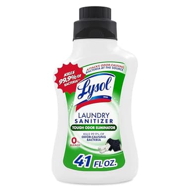 Lysol Tough Odor Eliminator Laundry Sanitizer Additive, Sanitizing Liquid for Gym Clothes and Activewear, 0% Bleach, Eliminates Odor Causing Bacteria, 41oz