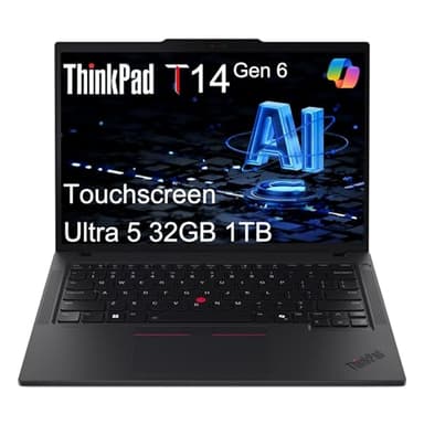 Lenovo ThinkPad T14 Gen 6 Business AI PC Laptop (14" FHD+ Touchscreen, Intel 12-Core Ultra 5 225U (> Ultra 7 155U), 32GB DDR5, 1TB SSD), 2x Thunderbolt 4, Backlit, Fingerprint, IR Webcam, Win 11 Pro