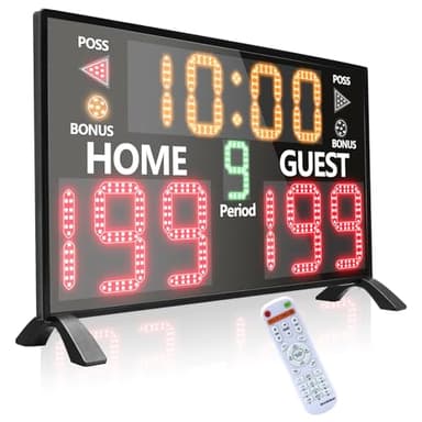 YZ Bigger LED Digital Scoreboard, Portable Basketball Scoreboard with Timer Clock, Electronic Scoreboard with Remote, Tabletop Scoreboard Clock, Score Keeper for Outdoor Game